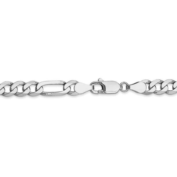 Men's 5.5mm 14k White Gold Flat Figaro Chain Necklace, 24 Inch - Picture 4 of 8